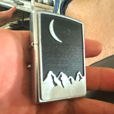 Zippo Silver Tone moon over mountain Marlboro promotional lighter picture
