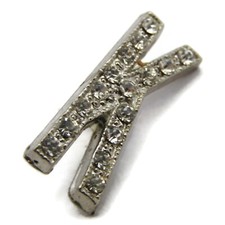 Vintage Letter K Initial Brooch Pin Silver Tone Pave Rhinestone Crystal Monogram picture