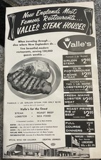 Valle’s Steak Houses Print Advertisement    Vintage 1964 picture