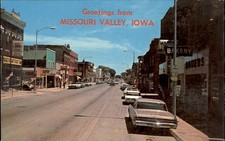 Missouri Valley IA Main Street Dunlap Postcard Co. c1950s-60s Vintage Postcard picture