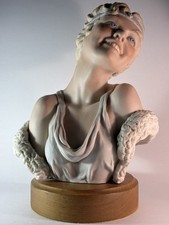 Vintage Edward J Rohn 1977 Art Deco Flapper Woman Porcelain Bust #41 Wood Base picture