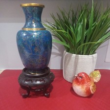 Chinese Cloisonné Vase Dark Blue and Gold picture