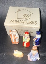 Vintage Bug House Miniature Bone China Nativity Set Figures W/ Box picture
