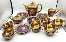 Eschenbach Roswitha Demitasse Tea Coffee Set Cobalt Blue Porcelain 22k Gold 29pc picture