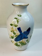 🦚 The bluebirds of summer by a.j. rudisill for franklin mint first edition 24k picture