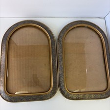 2 ANTIQUE  Curved Glass Convex Picture Frame 18”x12” See Pictures For Damage. picture