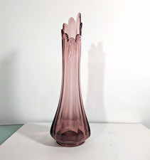 Vintage L. E. Smith Amethyst Purple 8 Panel Swung Vase  picture
