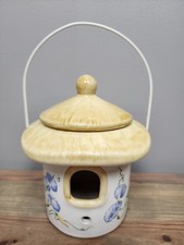 Vtg Teleflora Mushroom Shape Hanging Birdhouse Planter Floral 6.5