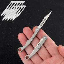 Mini Titanium Utility Folding Knife Scalpel Blade Pocket Keychain Outdoor EDC picture