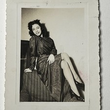 Vintage Snapshot Photograph Beautiful Young Woman  Long Legs Glamorous picture