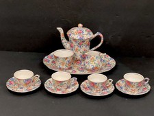 1930s - Chintz 'Rosalynde' Longton James Kent LTD Complete Server Tea Set Gold G picture