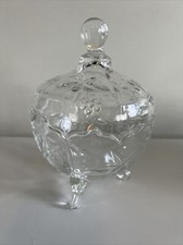 VTG Clear Pressed Glass Covered Candy Dish 8