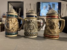 AVON ENDANGERED SPECIES MINI STEINS ELEPHANT 1990, JAGUAR 1991 & ZEBRA 1992 (3) picture