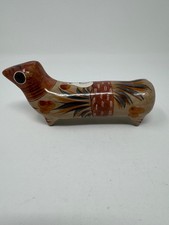 VINTAGE RARE TONALA BURNISHED POTTERY DOG FIGURINE OLD MEXICAN FOLK ART picture