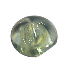 Vintage 1996 Signed Art Glass Paperweight Yellow Swirl Controlled Bubble picture