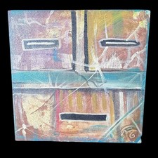 Contemporary Abstract Navajo Painting Talking God Spirit In Prayer Signed 13x13 picture