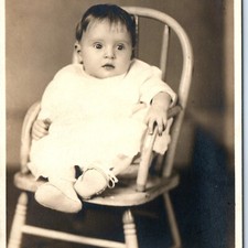 c1910s Newark, OH Cute Baby in Chair RPPC Real Photo Postcard Mueller Studio picture