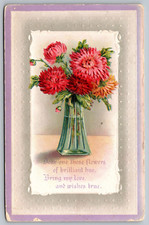 Postcard Greetings Dear One With Flowers And Kind Words VTG c1914   I5 picture