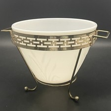 Hazel Atlas Hollywood Regency Platonite Cattail Ice Bucket c1950s USA 6.25