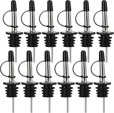 12 Pack Liquor Pour Spout, Stainless Steel Classic Bottle Pourers with Rubber Du picture