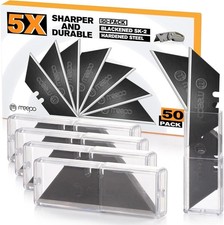 50-pack Utility Knife Blades, Blackened Sk-2 Razor Blades for Box Cutter Utility picture