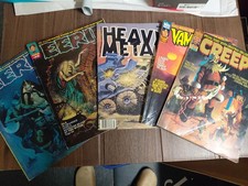 VINTAGE EERIE, CREEPY, HEAVY METAL,  VAMPIRELLA MAGAZINES. LOT OF 5 picture