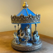 Vintage Hudson Fine Pewter Carousel Set 6 Animals Blue Gold Display USA picture