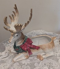 Vtg 1991 Fitz and Floyd Christmas Stag Reindeer Centerpiece Planter picture