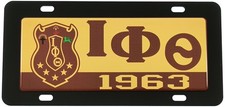 Iota Phi Theta Domed Crest Tag License Plate [Black - Car/Truck] picture