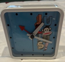 Paul Frank Julius Monkey alarm Clock Blue Vintage Retro White Square Travel Tech picture