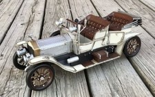 1909 White Rolls-Royce Silver Ghost Retro Tin Art Metal Model Car picture