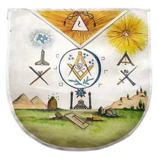 Masonic Hand Painted Apron Secret Teachings All Ages Manly P Hall 1928 picture