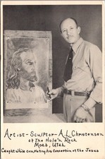 RPPC A. L. Christensen Sculptor Hole N' The Rock Jesus Moab Utah 1940s-50s picture