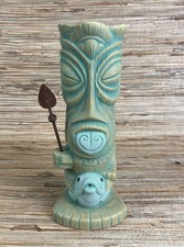 The Fish Gatherer Tiki Mug Tiki Farm Bai Green Glaze 8.25