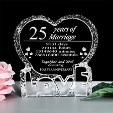 KWOOD Customized Engraved Heart-Shaped Crystal, 25 Year 25th Anniversary Wedd... picture