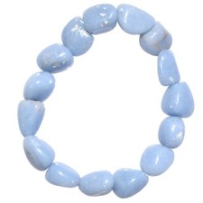 CHARGED Angelite Crystal Nugget Stretchy Bracelet + Selenite Puffy Heart picture