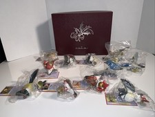 Danbury Mint Songbird Christmas Ornaments 11 Bird Set w Cards & Storage Box READ picture