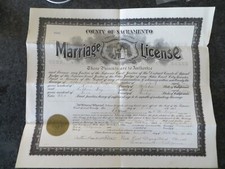 Large Vintage 1916 California Marriage License w Leather Cover 14 1/2 x 17 inch picture
