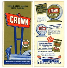 Vintage 1965 Georgia/North Carolina/South Carolina Road Map - Crown – Near Mint picture