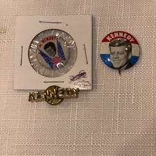 3 Vintage John F. Kennedy 1960 Presidential Campaign Election Pins/Buttons/Tab picture