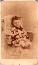 Cute Child, Fancy Outfit, Hat, c1880s CDV Photo, #5032 picture