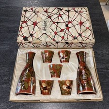 Beautiful Vintage 1960’s Set of 7 Japanese Ceramic Sake Bottles Colorful glazed picture
