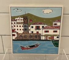 VINTAGE TILE GREECE HAND PAINTED AND GLAZED 🔥 picture