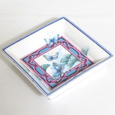 Auth Vintage Hermes Mini Ashtray Butterfly Porcelain 7.7cm/3