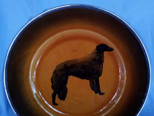 BORZOI DOG PLATE RIDGWAY ENGLAND SILVER TRIM 9