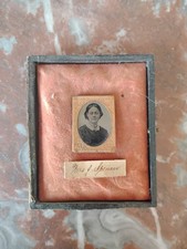 Antique portrait photograph woman black and white frame case Mrs J Spencer picture