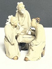 Vintage Handmade Qing Dynasty Chinese Mud Men Talking Clay Statue Figurine picture
