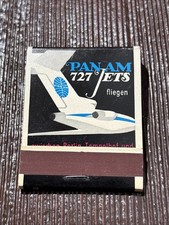 Vintage Pan Am Airlines Matchbook Boeing 727 Jets Internal German Service Berlin picture
