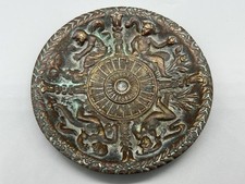 Antique Neoclassical Solid Bronze Raised Relief Cherubs 5” Dish Marked ap Bronze picture