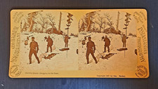 Antique 1887 George Barker Stereoview Hunting Scene Dragging in the Deer Photo picture